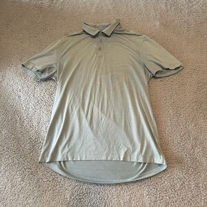 Lululemon Polo Tshirt Mens SZ Large Short Sleeve Gray Striped Performance